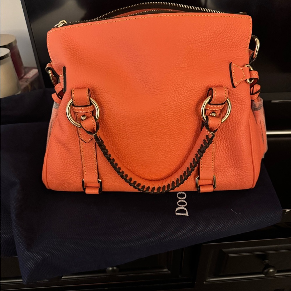 Dooney & Bourke Salmon Pebbled Leather Shoulder Satchel - Picture 2 of 4